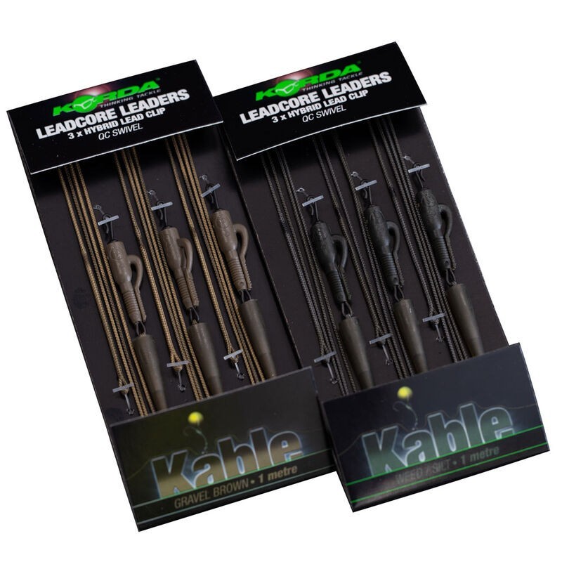 [11638030/G] Korda Leadcore leaders Hybrid Lead Clip QC Swivel (gravel)